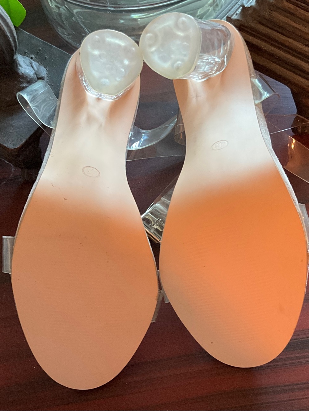 Clear PVC Block Heel Sandals - Transparent - Picture 6 of 7